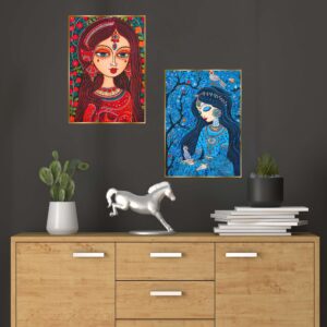 Set of Two Wall Paintings for Wall Dacoration Golden Framed Wall Paintings for Living Room & Bedroom Wall Art for Home Decoration & Office Wall Décor (14x11 inch CH-GD2-2)